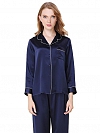 Langes Klassisches Pyjama-Set aus Seide für Damen Seidenpyjama Nachtwäsche aus Seide (mehrfarbig) A002