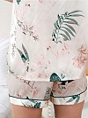 19 Momme Kurzes Geblümtes Pyjama-Set aus Seide für Damen Luxus Nachtwäsche aus Seide A005