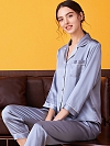 Langes Klassisches Pyjama Set aus Seide Maulbeerseide Schlafanzug für Damen A024