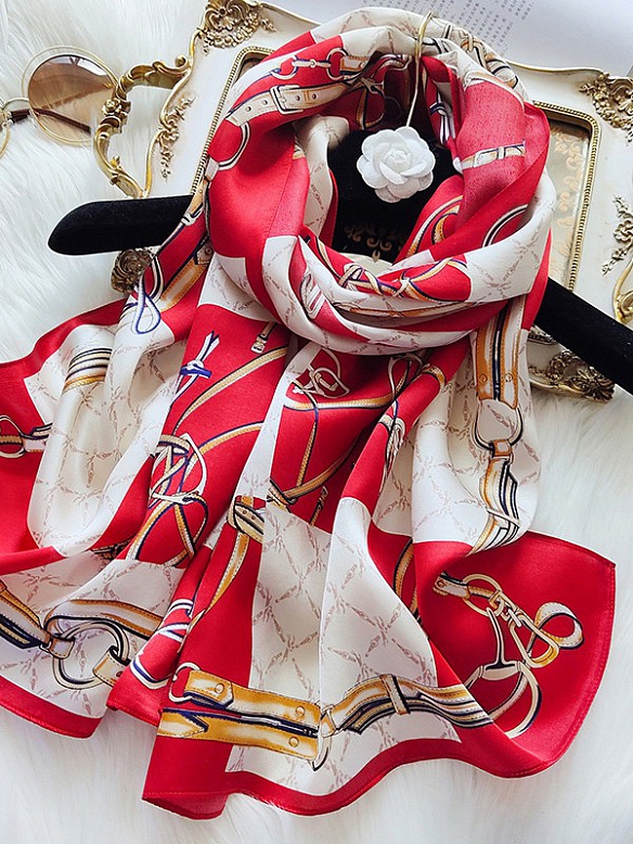 Vintage Gemusterter Schal aus Siede für Damen O002