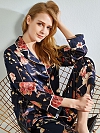 Geblümtes Pyjama Set aus Seide für Damen Langes Seidenpyjama A021