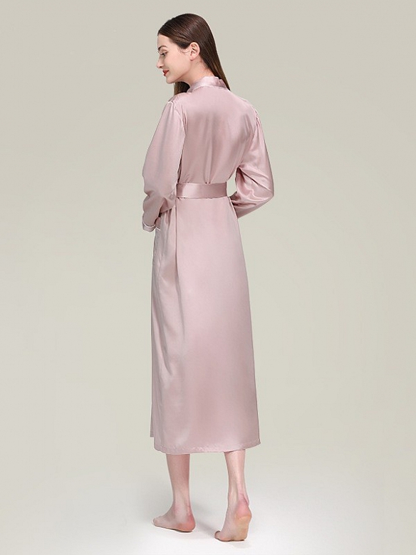 19 Momme Seide Langer Bademantel Morgenmantel mit Gürtel für Damen B004