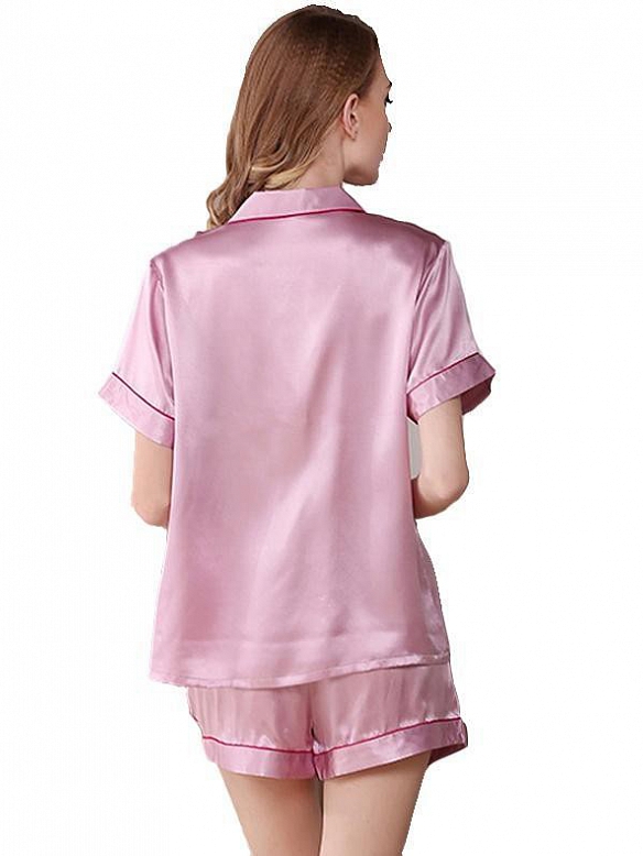 Damen Luxus Nachtwäsche aus Seide Kurzes Pyjama-Set aus Seide A007