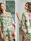 19 Momme Langes Geblümtes Pyjama-Set aus Seide für Damen Luxus Nachtwäsche aus Seide A003