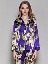 19 Momme Langes Geblümtes Pyjama-Set aus Seide für Damen Luxus Nachtwäsche aus Seide A006