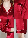 Langes Klassisches Pyjama-Set aus Seide für Damen Seidenpyjama Nachtwäsche aus Seide (mehrfarbig) A002