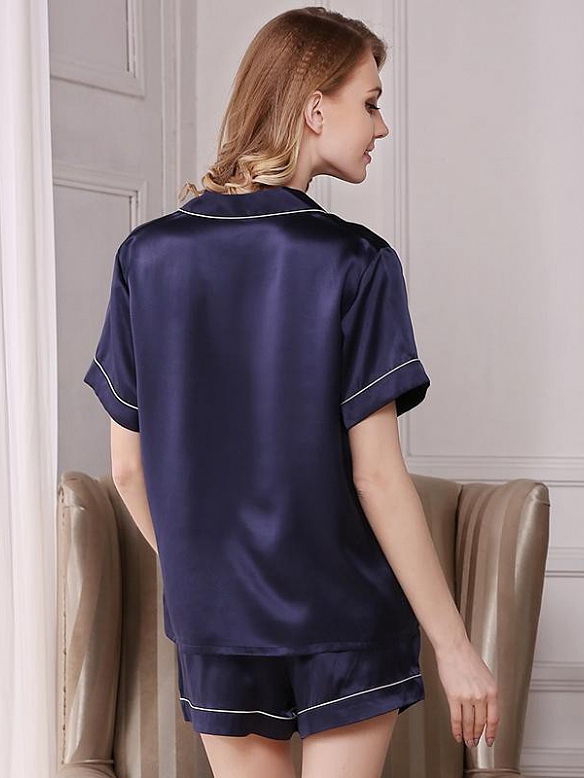 Damen Luxus Nachtwäsche aus Seide Kurzes Pyjama-Set aus Seide A007