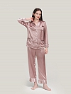 22 Momme Luxus Maulbeerseides Langes Pyjama Set für Damen Schlafanzug aus Seide A020