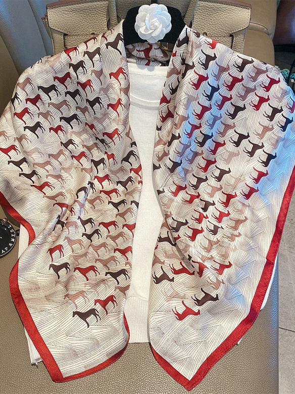 Schickes Quadratisches Gemustertes Halstuch aus Seide für Damen O001