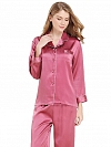 Langes Klassisches Pyjama-Set aus Seide für Damen Seidenpyjama Nachtwäsche aus Seide (mehrfarbig) A002