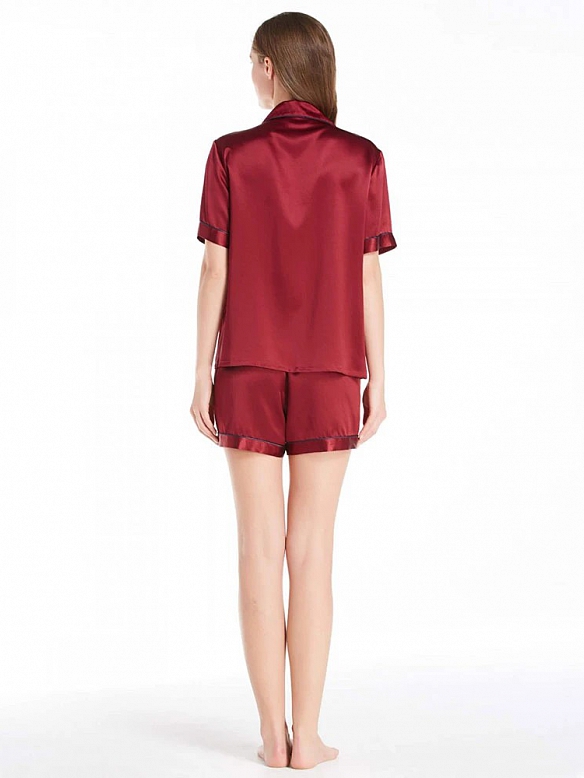 Kurzes Damen Pyjama-Set aus Seide Kurze Nachtwäsche aus Seide A011