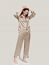 22 Momme Luxus Maulbeerseides Langes Pyjama Set für Damen Schlafanzug aus Seide A020