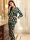 Langes Geblümtes Pyjama Set aus Seide Luxus Seidenpyjama für Damen A017