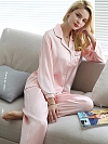 Langes Klassisches Pyjama Set aus Seide Maulbeerseide Schlafanzug für Damen A024