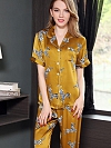 Kurzes Pyjamas-Set aus Seide mit Zebradruck für Damen Nachtwäsche aus Seide A004