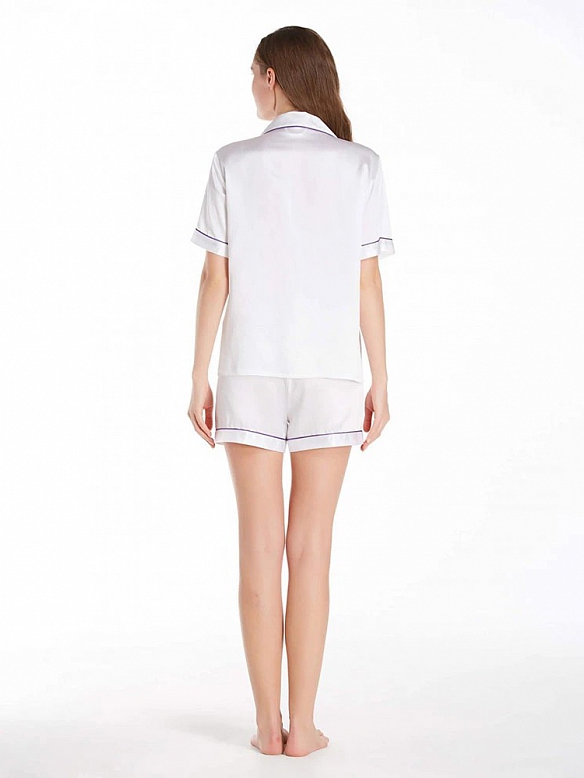 Kurzes Damen Pyjama-Set aus Seide Kurze Nachtwäsche aus Seide A011