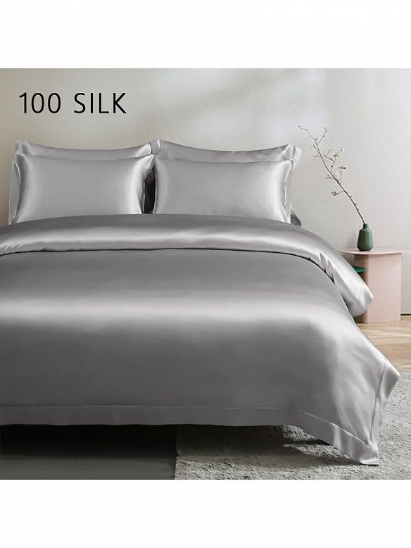 19 Momme Luxus Seide Bettwäsche Set für Doppelbett J001