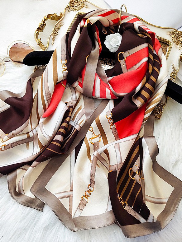 Vintage Gemusterter Schal aus Siede für Damen O002