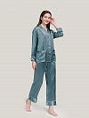 22 Momme Luxus Maulbeerseides Langes Pyjama Set für Damen Schlafanzug aus Seide A020