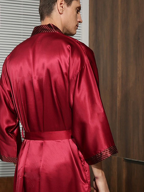Langer Maulbeerseide Morgenmantel Badenmantel für Herren F002