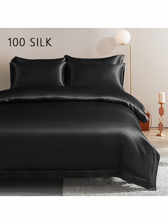 19 Momme Luxus Seide Bettwäsche Set für Doppelbett J001