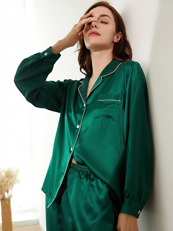 Damen 19 Momme Luxus Seide Schlafanzug Pyjama aus Seide A014