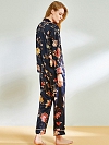 Geblümtes Pyjama Set aus Seide für Damen Langes Seidenpyjama A021