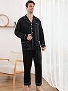 Langes Klassisches Pyjama Set aus Seide für Herren 19 Momme Maulbeerseide Pyjama E002