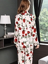 19 Momme Langes Geblümtes Pyjama-Set aus Seide für Damen Luxus Nachtwäsche aus Seide A010