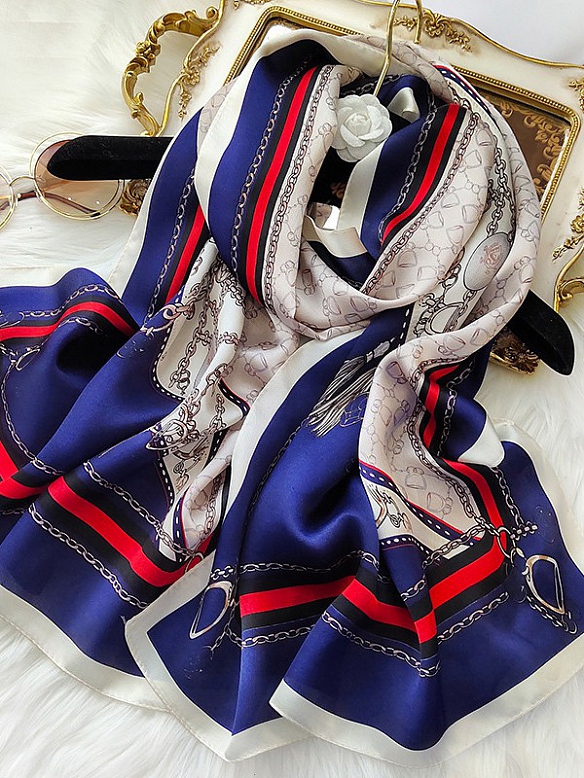 Vintage Gemusterter Schal aus Siede für Damen O002