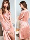 Kurze Seide Spitze Nachthemd und Morgenmantel Set für Damen B001