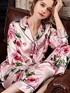 19 Momme Langes Geblümtes Pyjama-Set aus Seide für Damen Luxus Nachtwäsche aus Seide A010