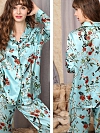 19 Momme Langes Geblümtes Pyjama-Set aus Seide für Damen Luxus Nachtwäsche aus Seide A006
