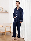 Langes Klassisches Pyjama Set aus Seide für Herren 19 Momme Maulbeerseide Pyjama E002