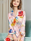 19 Momme Langes Geblümtes Pyjama-Set aus Seide für Damen Luxus Nachtwäsche aus Seide A003