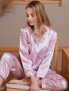 Luxus Langes Pyjama Set aus Seide Maulbeerseide Gemusterter Pyjama A022