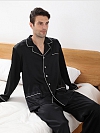 Langes Klassisches Pyjama Set aus Seide für Herren 19 Momme Maulbeerseide Pyjama E002