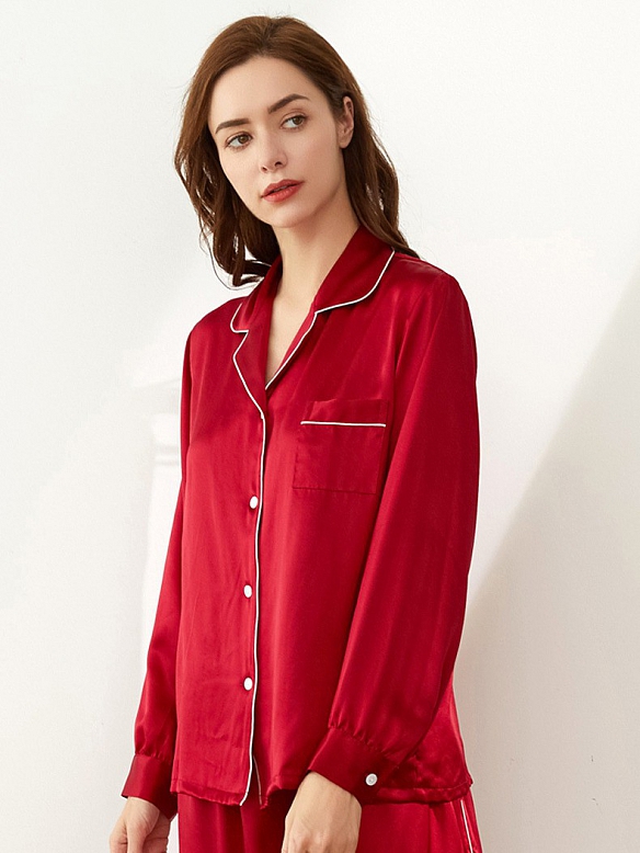 Damen 19 Momme Luxus Seide Schlafanzug Pyjama aus Seide A014