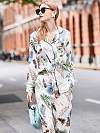 Langes Geblümtes Pyjama Set aus Seide Luxus Seidenpyjama für Damen A017