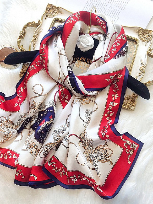 Vintage Gemusterter Schal aus Siede für Damen O002