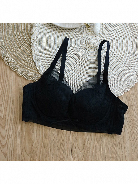 Bügelloser BH aus Seide mit Blumenspitze L003