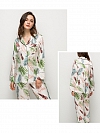 Langes Geblümtes Pyjama Set aus Seide Luxus Seidenpyjama für Damen A017