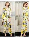 19 Momme Langes Geblümtes Pyjama-Set aus Seide für Damen Luxus Nachtwäsche aus Seide A003