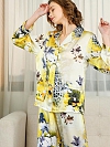19 Momme Langes Geblümtes Pyjama-Set aus Seide für Damen Luxus Nachtwäsche aus Seide A003