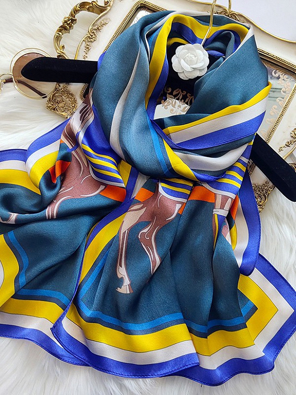 Vintage Gemusterter Schal aus Siede für Damen O002