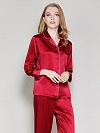 Langes Klassisches Pyjama-Set aus Seide für Damen Seidenpyjama Nachtwäsche aus Seide (mehrfarbig) A002