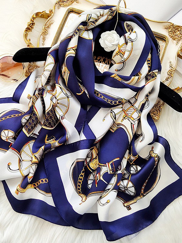 Vintage Gemusterter Schal aus Siede für Damen O002