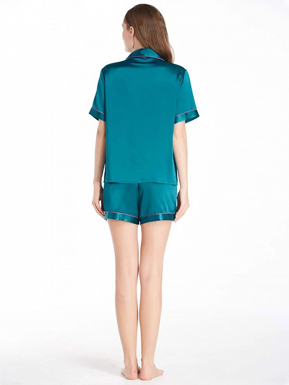 Kurzes Damen Pyjama-Set aus Seide Kurze Nachtwäsche aus Seide A011