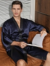Langer Maulbeerseide Morgenmantel Badenmantel für Herren F002