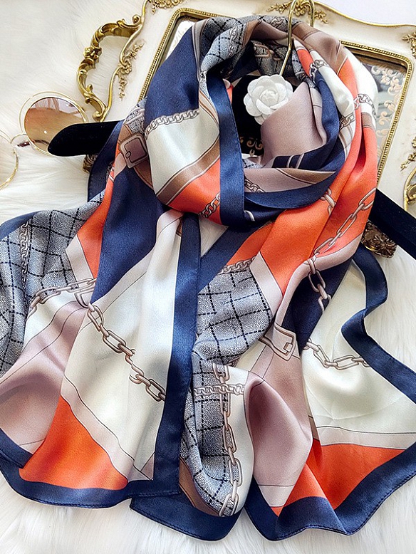 Vintage Gemusterter Schal aus Siede für Damen O002